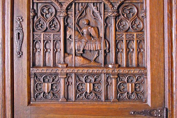 Oak overhanging cabinet. Karl von Rydingsvard.